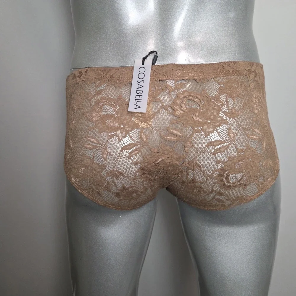 Cosabella‎ Never Say Never Mens Lace Briefs Brown Floral Italian Lace Low Rise